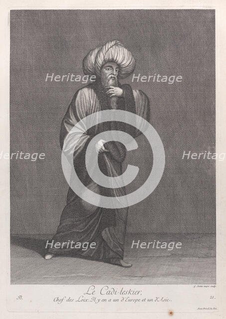 Le Cadi-leskier, Chef des Loix. Il y en a un d'Europe et un d'Asie, 1714-15. Creator: Unknown.