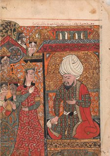 The Queen Ilar (Irakht) Before the King Warning him About the Brahmins (?), Folio..., 18th century. Creator: Unknown.