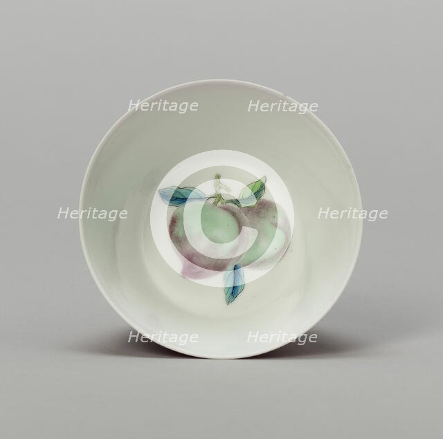 Cup with Stylized Fruit: Peaches, Qing dynasty (1644-1911), Kangxi reign mark and period (1662-1722) Creator: Unknown.