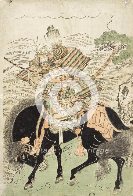 Warrior Mounted on a Black Horse (image 2 of 2), c1780s. Creator: Kitao Shigemasa.