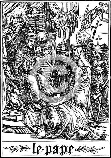'The Pope visited by Death', 1538. Artist: Hans Holbein the Younger