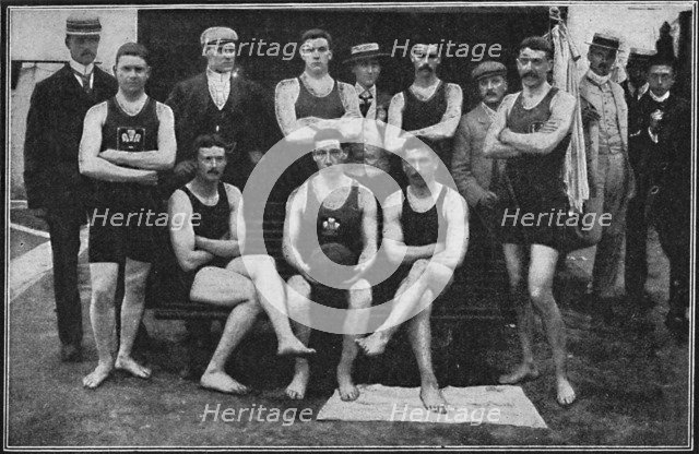 'Water Polo: Ireland v. Wales - The Welsh Team - The Winners', 1900. Artist: FP D'Arcy.