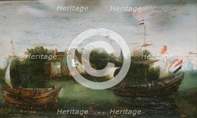 A Sea-going Vessel Sailing into an Inland Waterway, c.1614-c.1630. Creator: Anon.