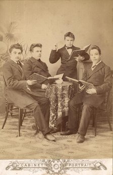 Student Ponomarev Nikolai Aleksandrovich with his friends, late 19th cent - early 20th cent. Creator: DN Mamonov.