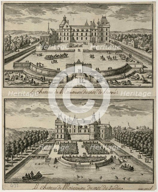 View of the Château de Maintenon from the entrance and from the garden, 17th century. Creator: Anonymous.