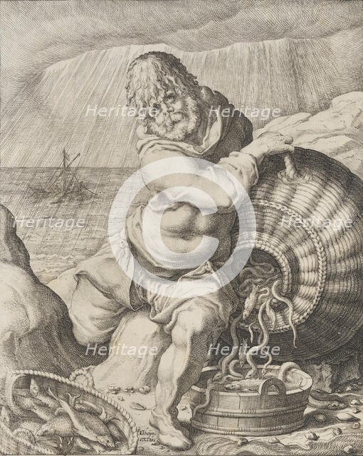 Water (Phlegmaticus), from The Four Temperaments, 1596-97 Creator: Zacharias Dolendo.