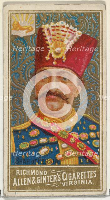 Shah of Persia, from World's Sovereigns series (N34) for Allen & Ginter Cigarettes, 1889., 1889. Creator: Allen & Ginter.