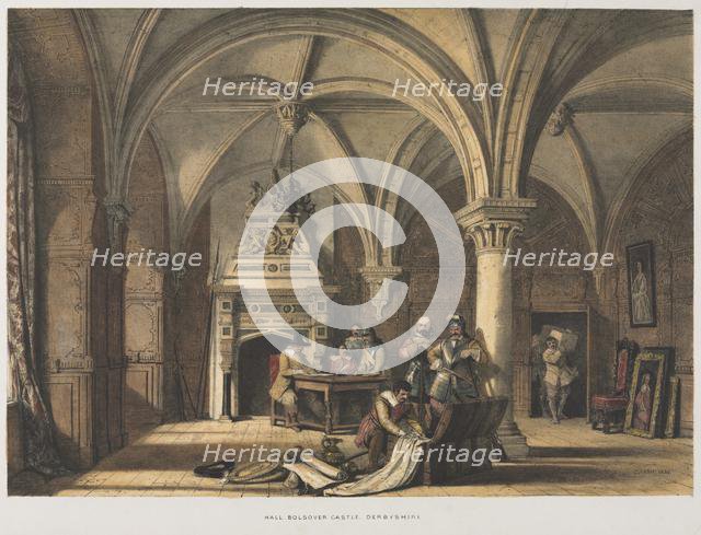 Hall, Bolsover Castle, Derbyshire, 1840. Creator: Joseph Nash (British, 1808-1878).