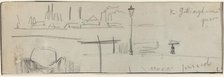 Gillingham Pier, London [verso], c. 1884. Creator: Felix Hilaire Buhot.