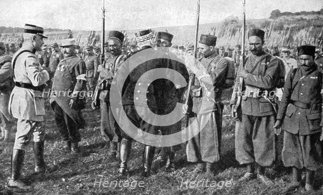General Joseph Joffre handing out medals, Alsace, France, 1915. Artist: Unknown