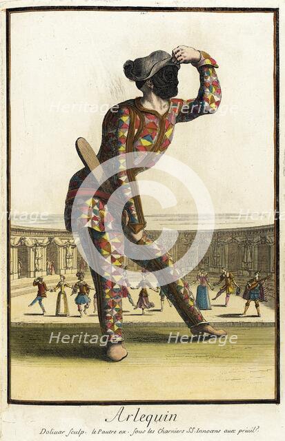 Recueil des modes de la cour de France, 'Arlequin', Bound 1703-1704. Creators: Jean Doliver, Jacques Le Pautre.