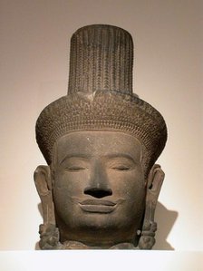 Head of a Male Deity (Deva), Angkor period, 10th/11th century. Creator: Unknown.