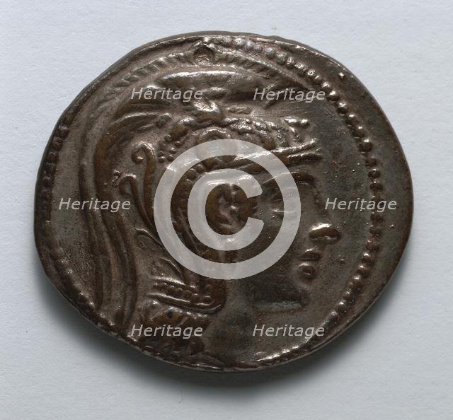Tetradrachm: Head of Athena Parthenos (obverse), 150-100 BC. Creator: Unknown.