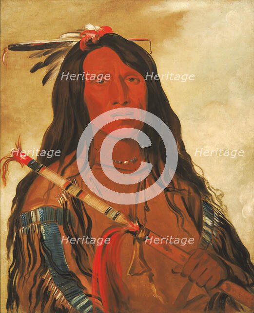 Né-hee-ó-ee-wóo-tis, Wolf on the Hill, Chief of the Tribe, 1832. Creator: George Catlin.
