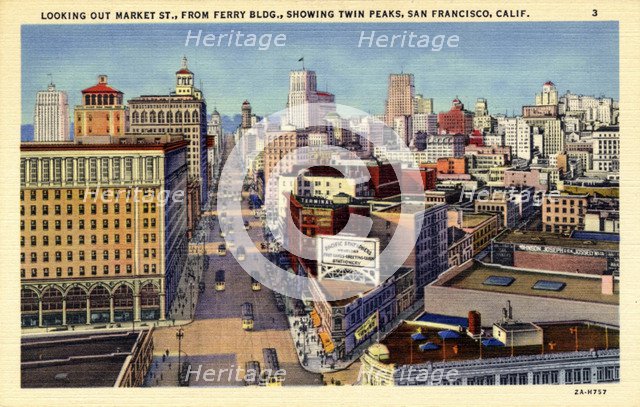 Market Street from the Ferry Building, San Francisco, California, USA, 1932. Artist: Unknown