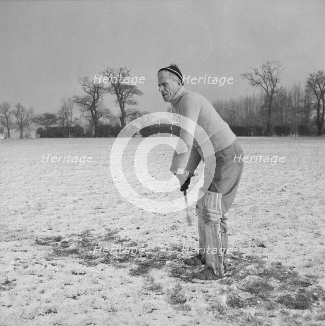 Alf Cannon, goalkeeper for the hockey team at Laing's Sports Club, Barnet, London, 08/02/1956. Creator: John Laing plc.