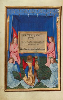 The Worship of the Inscribed Tablet from the Cross, about 1525-1530. Creator: Simon Bening.