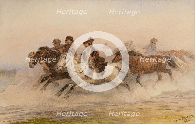 The Night Watch. Illustration for Sketches from a Hunter's Album by I. Turgenev, 1867. Artist: Sokolov, Pyotr Petrovich (1821-1899)