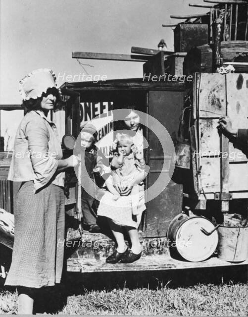 Drought refugees from Oklahoma looking for work in the pea fields of California, 1935. Creator: Dorothea Lange.