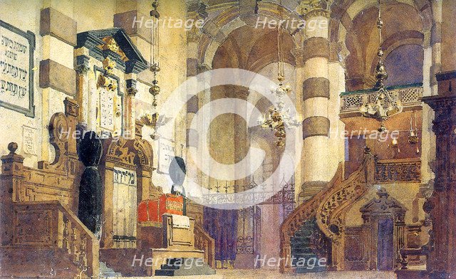 Stage design for the opera 'Uriel Acosta', by Valentina Serova, 1885.  Artist: Vasilij Dmitrievic Polenov