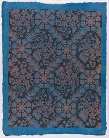 Sheet with overall floral pattern on blue background, late 18th-mid-..., late 18th-mid-19th century. Creator: Anon.
