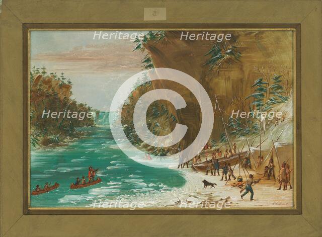 The Expedition Encamped below the Falls of Niagara. January 20, 1679, 1847/1848. Creator: George Catlin.