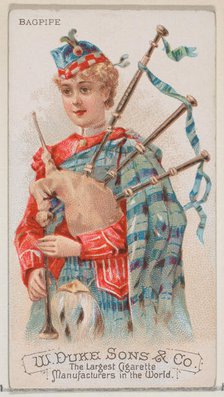 Bagpipe, from the Musical Instruments series (N82) for Duke brand cigarettes, 1888., 1888. Creator: Schumacher & Ettlinger.