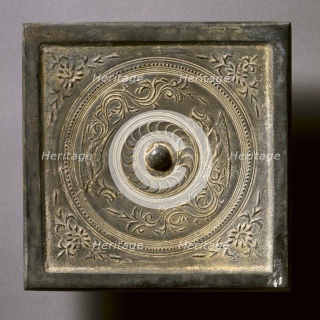 Square Mirror with Two Phoenixes and Floral Sprays, 960-1127. Creator: Unknown.