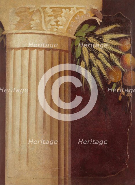 Wall painting fragment from the peristyle of the Villa of P. Fannius Synistor..., ca. 50-40 B.C. Creator: Unknown.