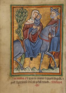 The Flight into Egypt; Illustrated Vita Christi..., about 1190-1200; text added about 1480-1490. Creator: Unknown.