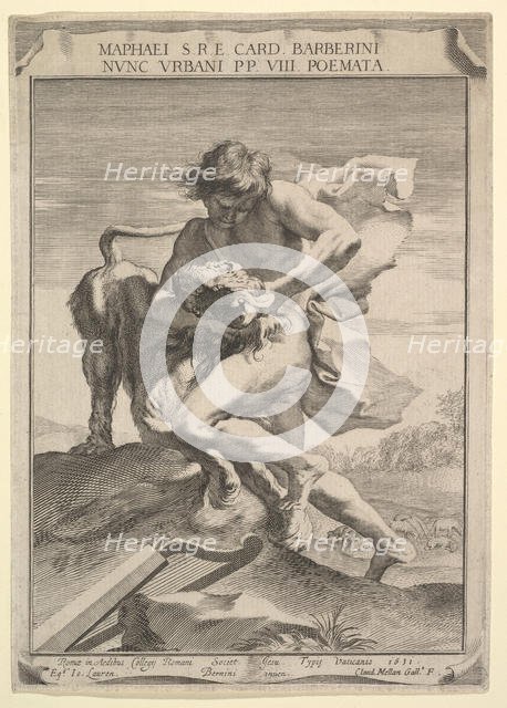 David Strangling the Lion, 1631. Creator: Claude Mellan.