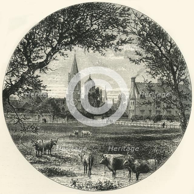 'Christ Church, from Merton Meadows', c1870.
