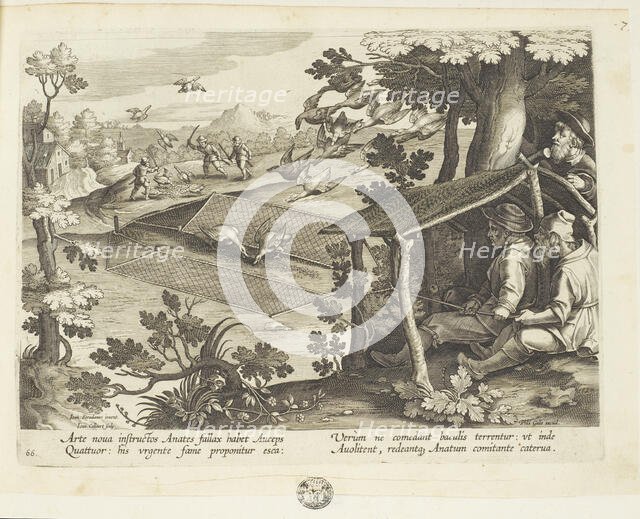 Venationes ferarum, avium, piscium (Hunts of wild animals, birds and fish). Plate 66, 1596. Creator: Hans Collaert the Younger.