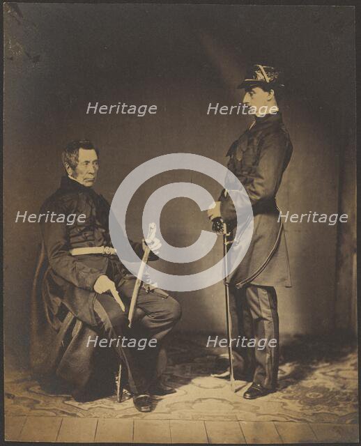 Lt. Gen. Sir Burgoyne, G.C.B. Seated in Dress Uniform with Aide to his Right, 1855. Creator: Roger Fenton.