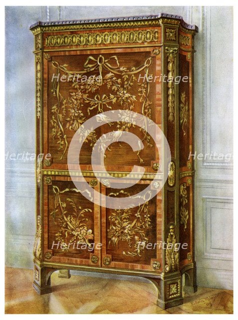 Inlaid ormolu mounted upright secretaire, French, 1911-1912.Artist: Edwin Foley