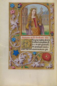 Saint Barbara with a Tower; Spinola Hours, about 1510-1520. Creator: Workshop of Master of the First Prayer Book of Maximilian.