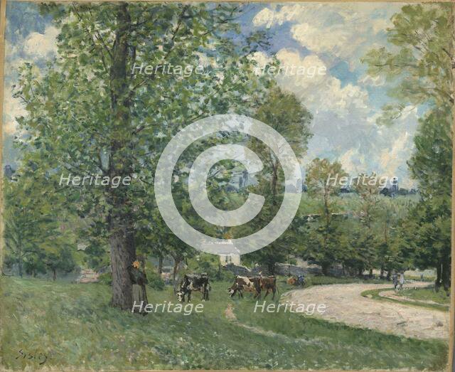 Cows in Pasture, Louveciennes, 1874. Creator: Sisley, Alfred (1839-1899).