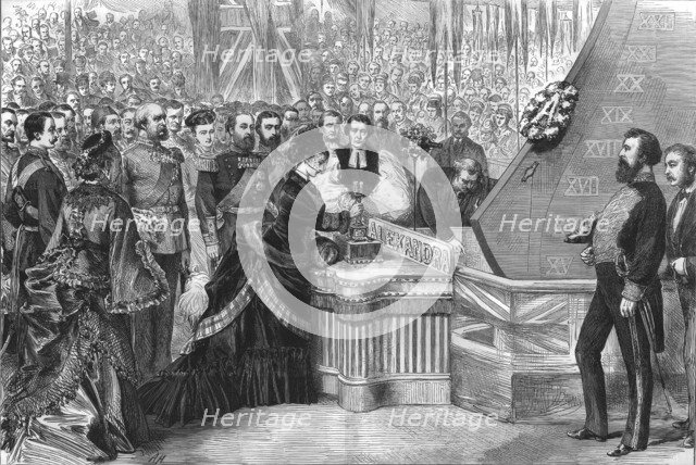 The Princess of Wales launching the new ironclad ship 'Alexandra', 1875. Artist: Unknown.
