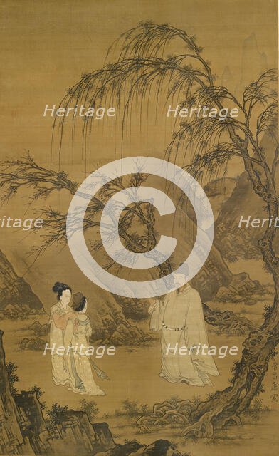 Wang Xianzhi [Wang Hsien-Chih] and Two Wives Among Willows and Rocks, 1500-1525. Creator: Du Jin.