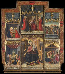 Virgin and Child Enthroned with Scenes from the Life of the Virgin. Creator: Master of Morata.