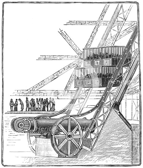 The well of the Roux Combaluzier elevator, Eiffel Tower, Paris, 1889. Artist: Unknown