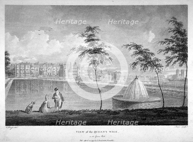 Queen's Walk in Green Park, Westminster, London, 1797. Artist: James Sargant Storer