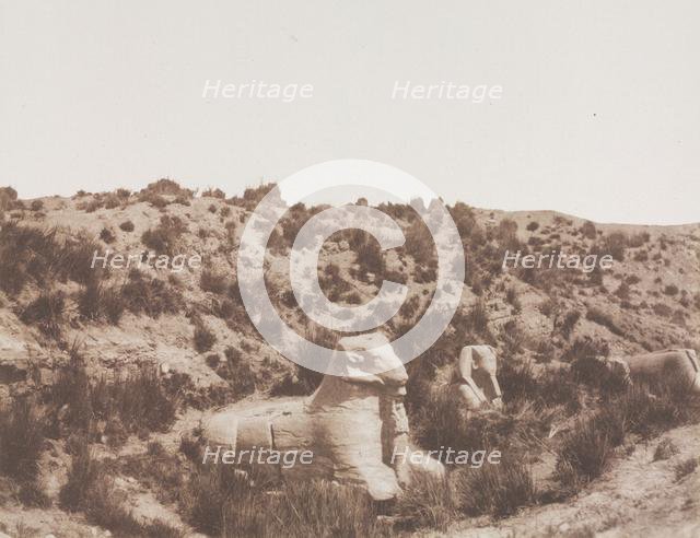 Sphinxes with a Human Head and with a Ram Head at Point Y. Karnak (Thebes), 1851-1852. Creator: Félix Teynard (French, 1817-1892); Goupil et Cie.