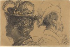 Heads of a Man and a Woman, 1899. Creator: Adolph Menzel.