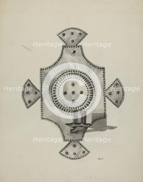 Cut Tin Candleholder (Candelero), 1936. Creator: Irene M. Burge.