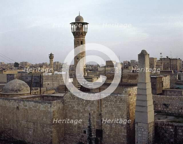 Overview of ancient souks area, late afternoon, Aleppo, Syria, 2001.  Creator: LTL.