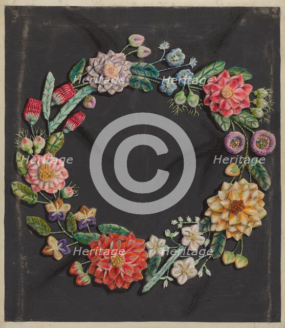 Crewel Work Wreath, c. 1936. Creator: Robert Stewart.