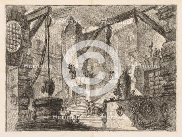 The Prisons: Colonnaded Interior with a Broad Stair, 1745-1750. Creator: Giovanni Battista Piranesi (Italian, 1720-1778).