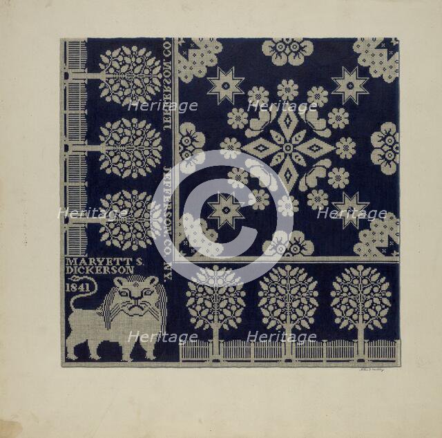 Tyler Coverlet, c. 1941. Creator: Merkley, Arthur G..