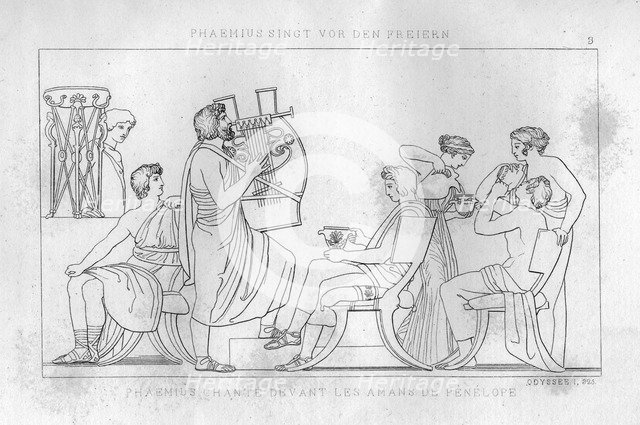 'Phemius sings for the suitors of Penelope', c1833. Artist: Unknown